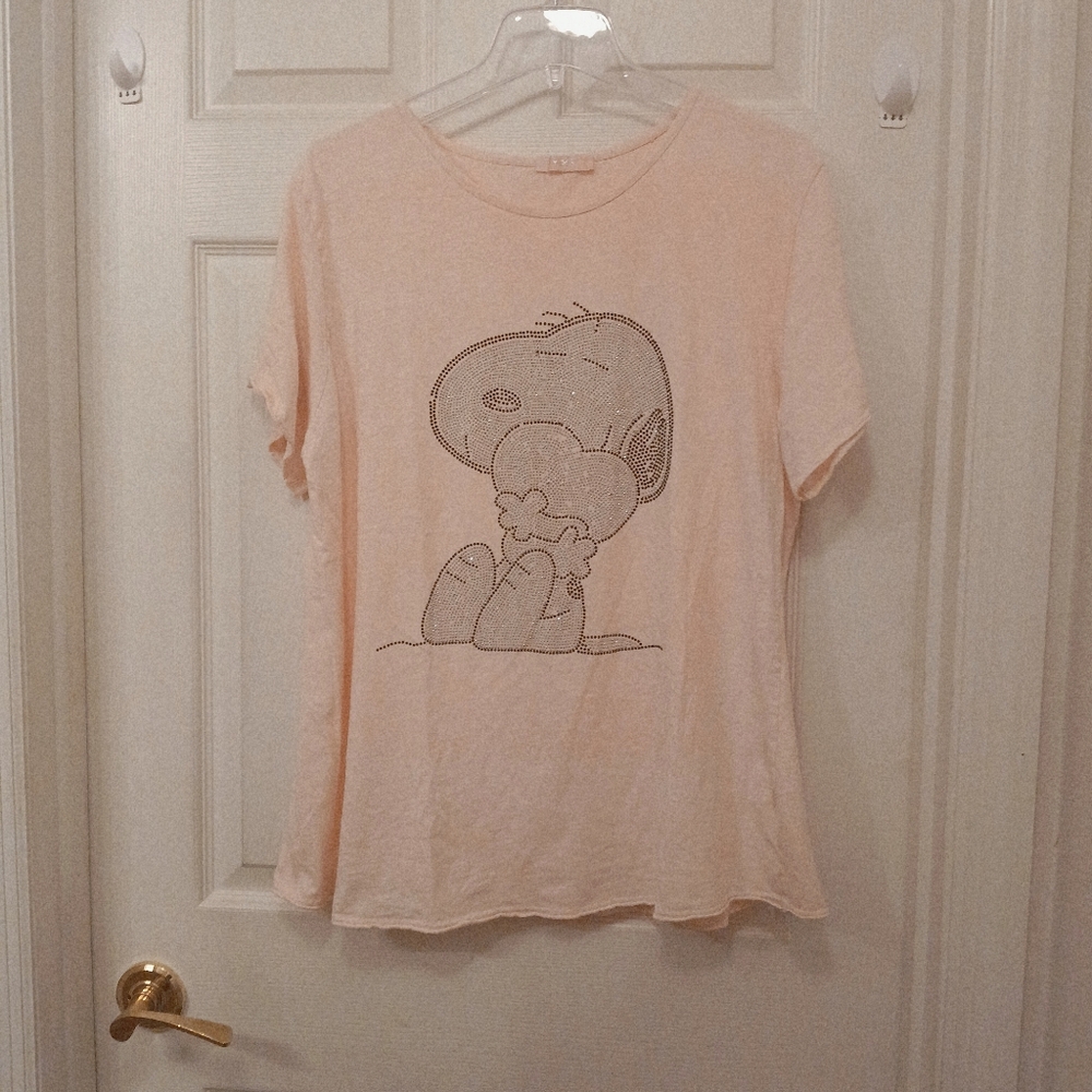 Snoopy Moda Italia T-Shirt Size XL Lt Peach Pink